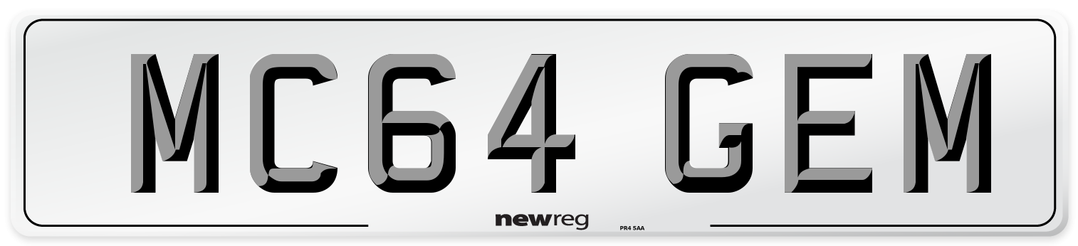 MC64 GEM Number Plate from New Reg